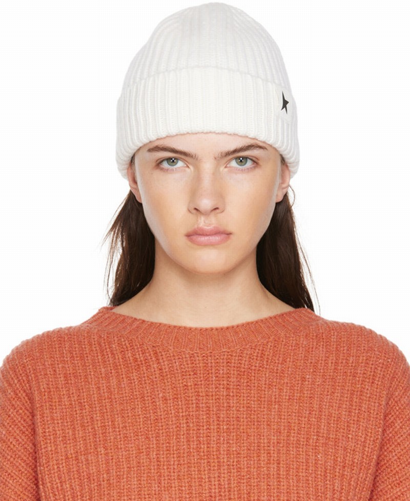 Star Wool Beanie In Offwhite