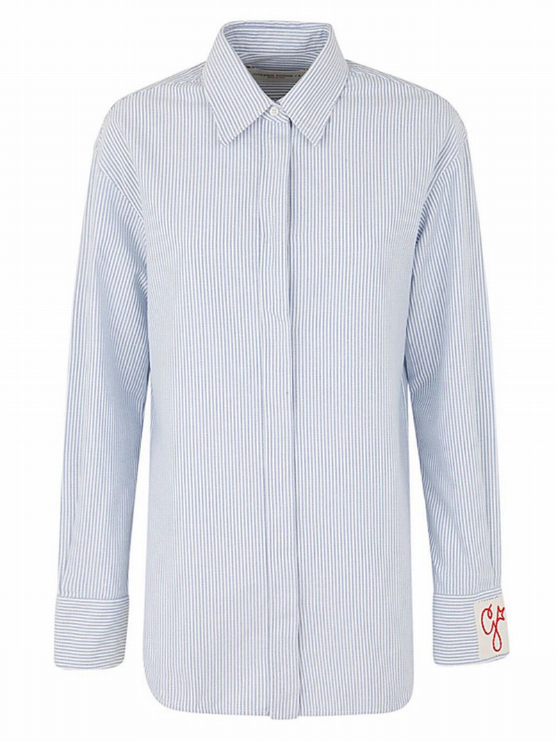 Deluxe Brand Striped Button Shirt In White