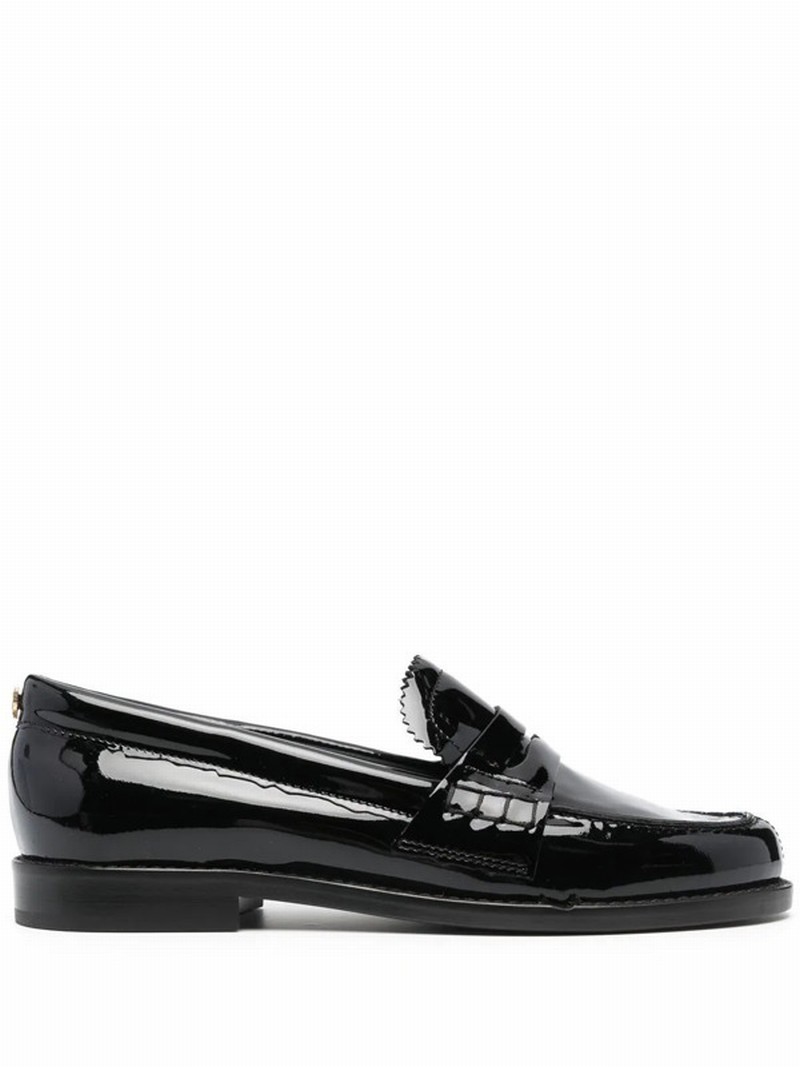 High-shine Penny-slot Loafers In Black