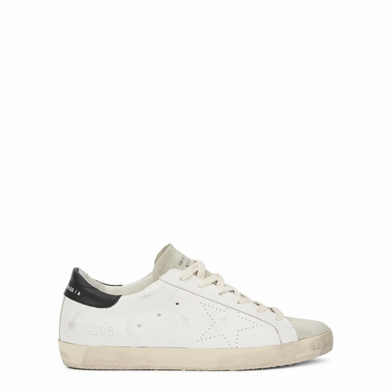 Leather Perforated Superstar Sneakers In White And Black