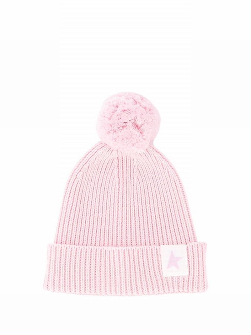 Kids' Rib-knit Pom Pom Hat In Pink