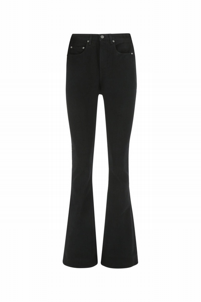 Black Cotton High-rise Flared Jeans