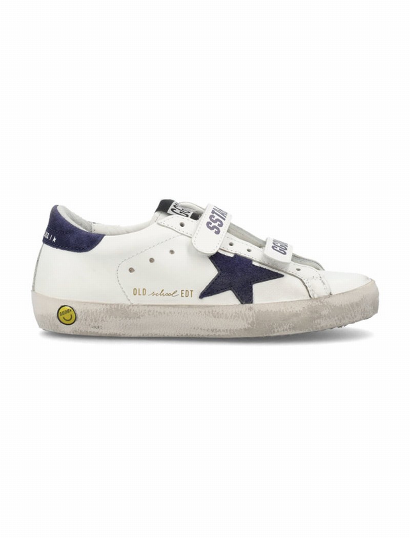 Kids' Old School Low-top Sneakers In White/navy Blue