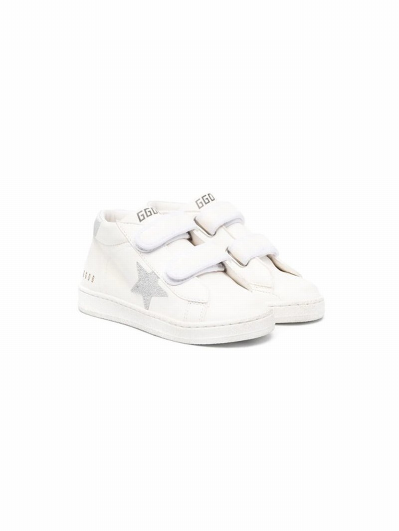 Kids' June Star-patch Leather Sneakers In White