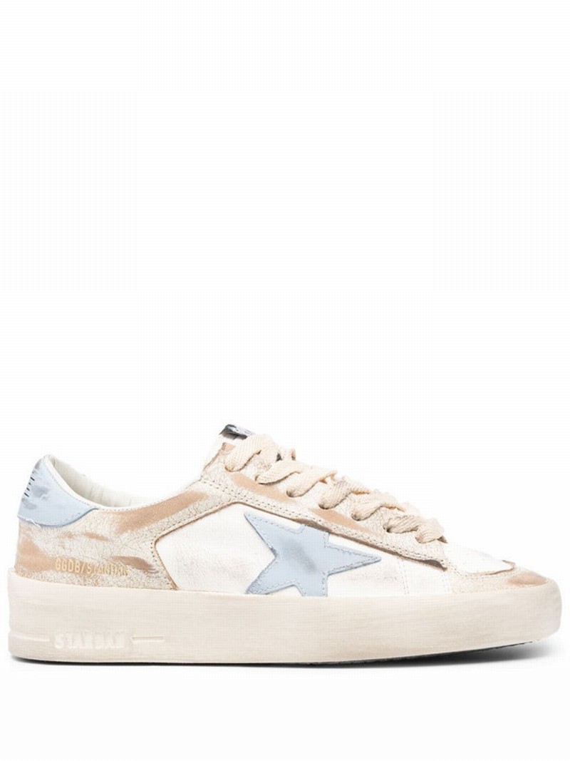 Stardan Distressed Lace-up Sneakers In Neutrals