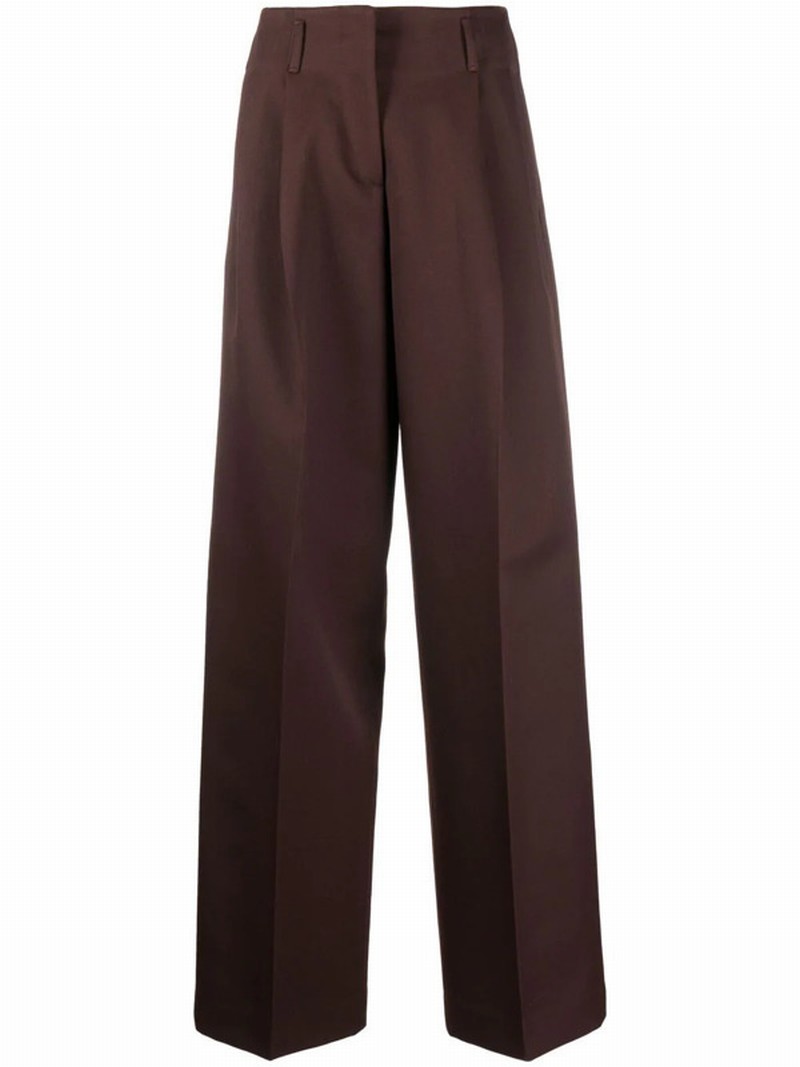 Journey Pant Flavia Wide Leg Compact Gabardine Wool In Chicory Coffee