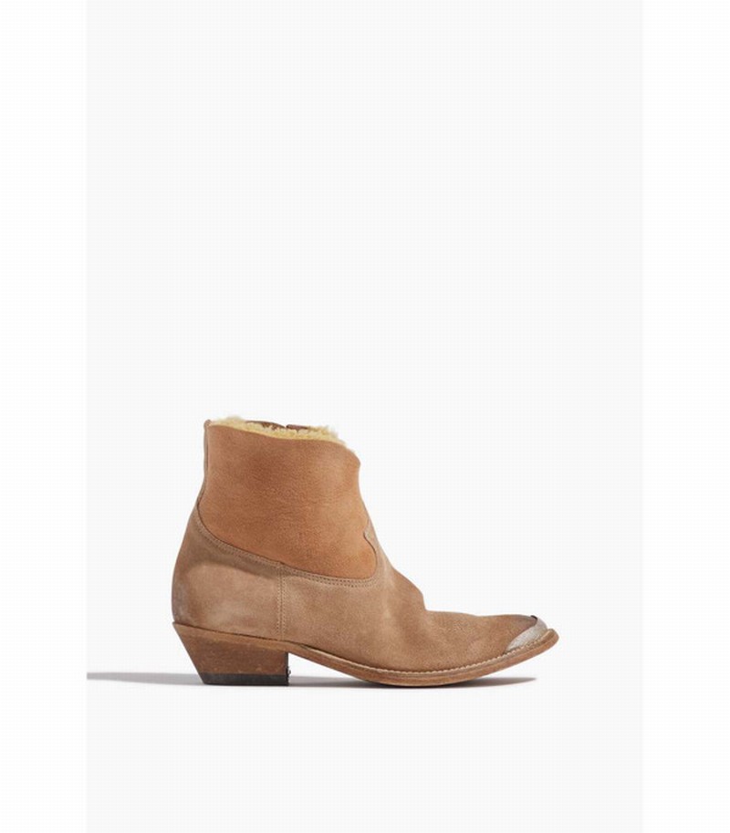 Young Shearling-lined Suede Ankle Boots In Beige