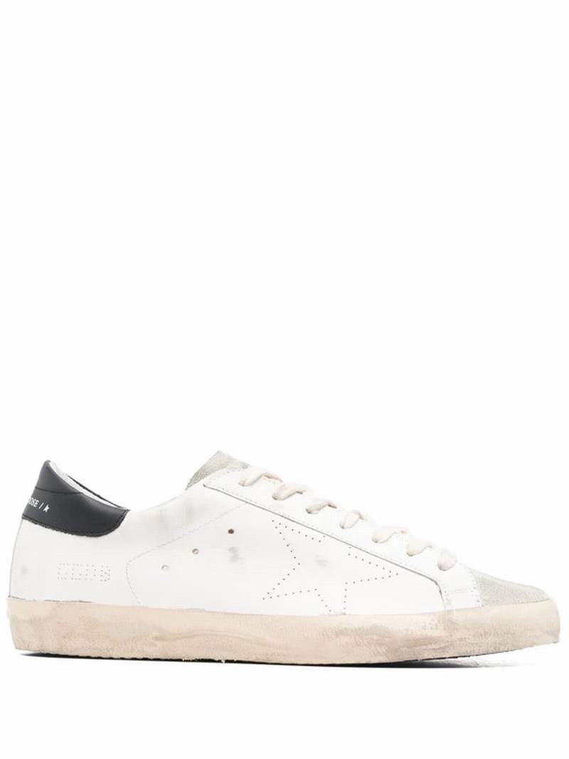 Super-star Distressed Lace-up Trainers In Weiss