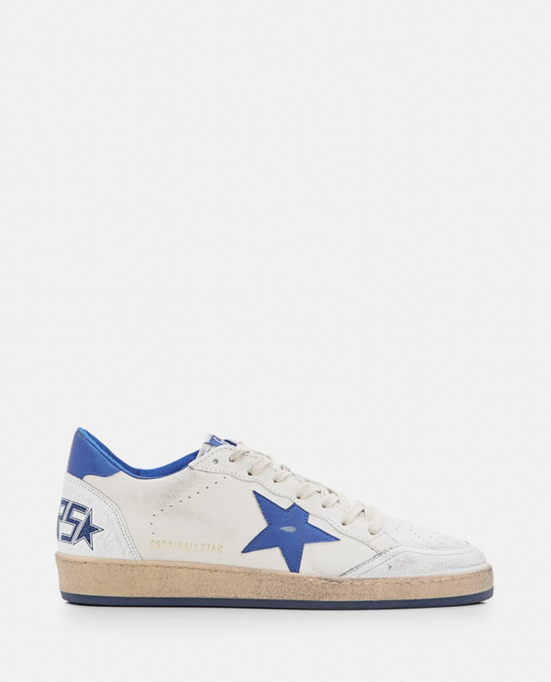 Ball Star Sneakers In White Leather In Grey