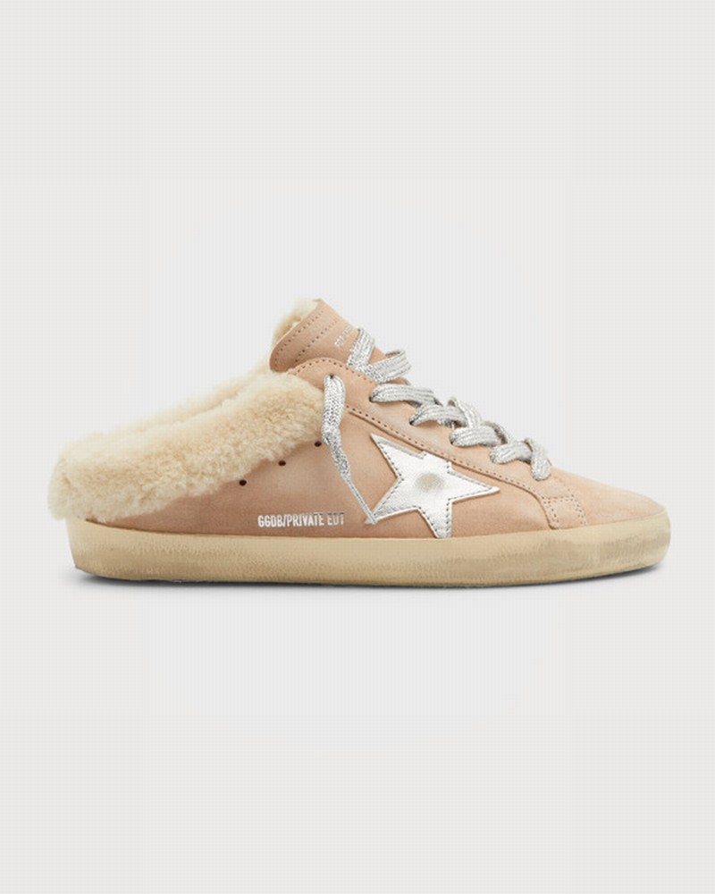 Superstar Sabot Suede Shearling Sneakers In Nougat