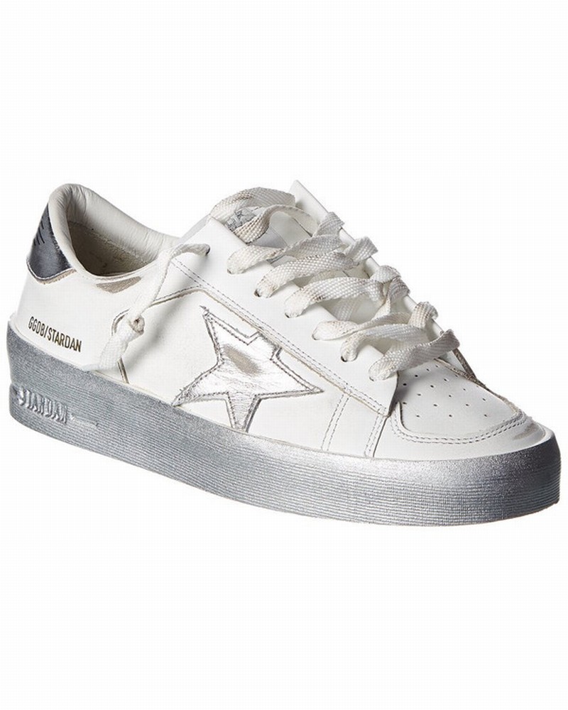 Stardan Leather Sneaker In White/silver