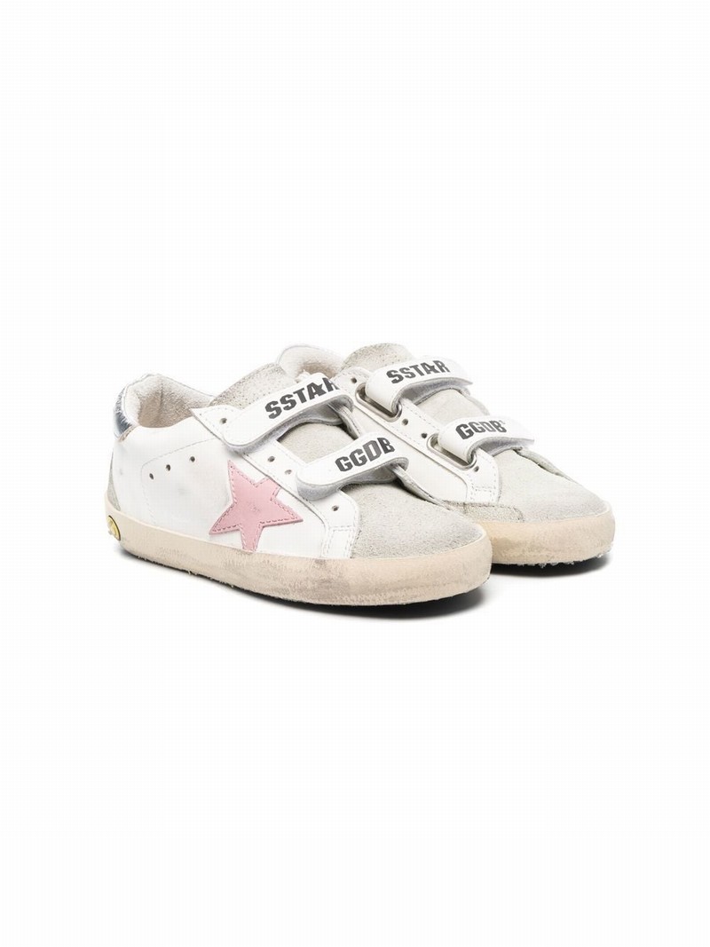 Kids' Logo-print Touch-strap Sneakers In White