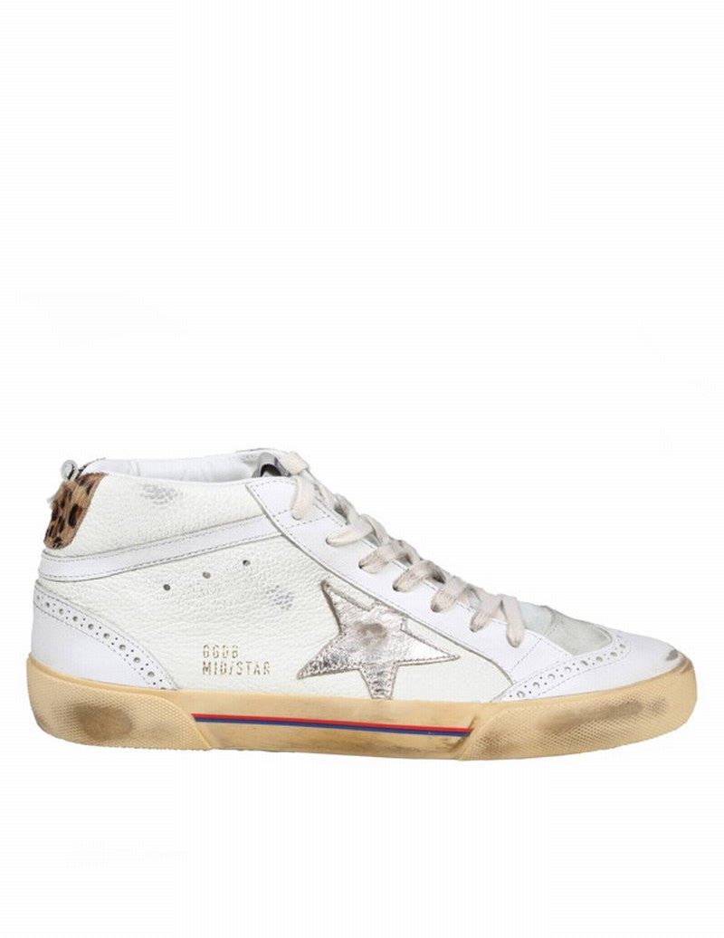 Mid Star Sneakers In Cream Leather In White