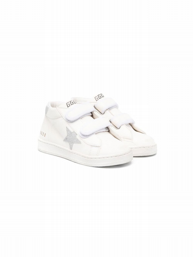 Kids' White Leather Sneakers In Bianco+argento