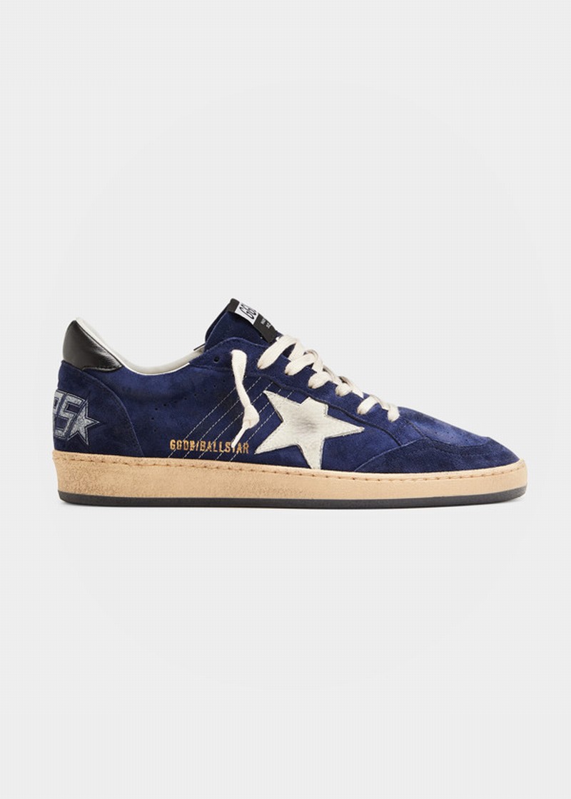 Men's Ball Star Suede Low-top Sneakers In Dark Blue/dirty W