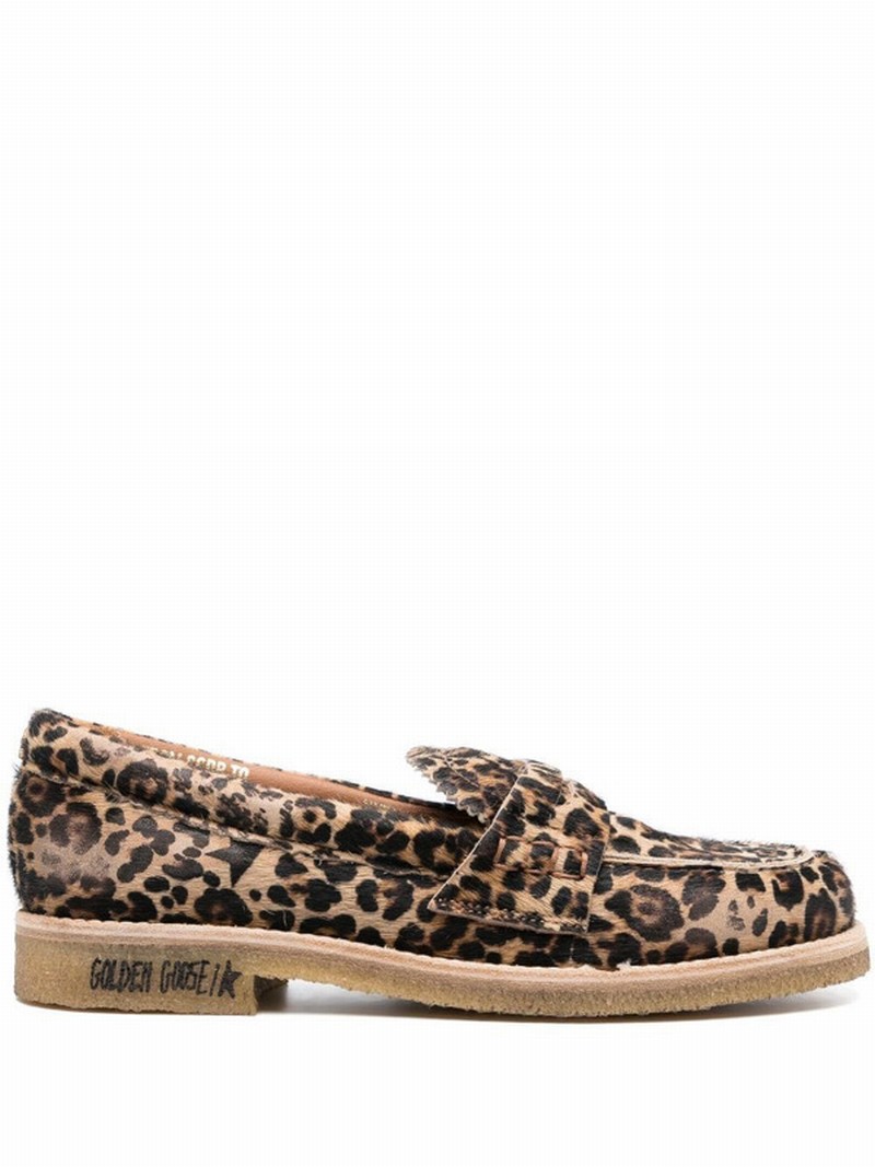 Leopard-print Round-toe Loafers In Leopardato