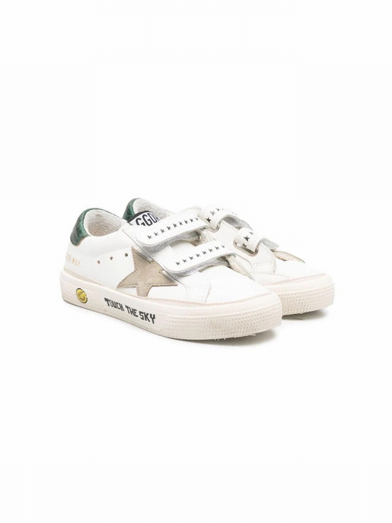 Kids' May School Sneakers In White/taupe/green