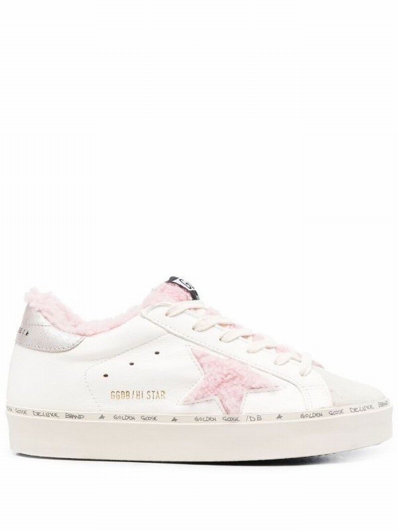 White Leather Sneakers Pink Fur In Multi-colored