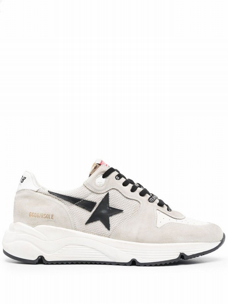 Running Sole Star-patch Sneakers In Beige,black