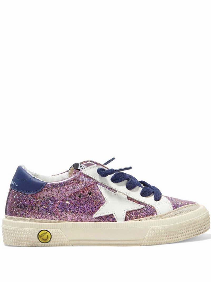 Kids' Superstar Glitter-detail Lace-up Sneakers In Pink