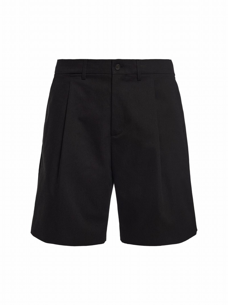 Logo Comfort Cotton Gabardine Shorts In Black