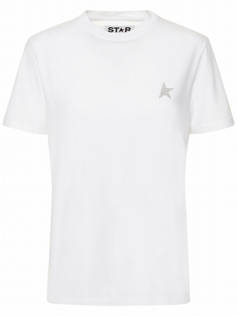 Star Cotton Jersey T-shirt In White,silver