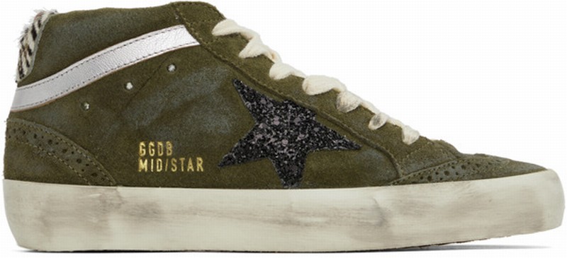 Mid Star Distressed Suede Sneakers In Green