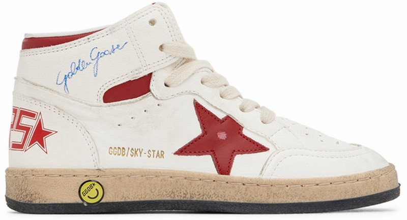 Kids White Sky Star Sneakers In 10350 White/red