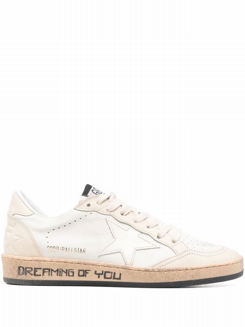 Ballstar Leather Script Low-top Sneakers In Clear Yellowwhite