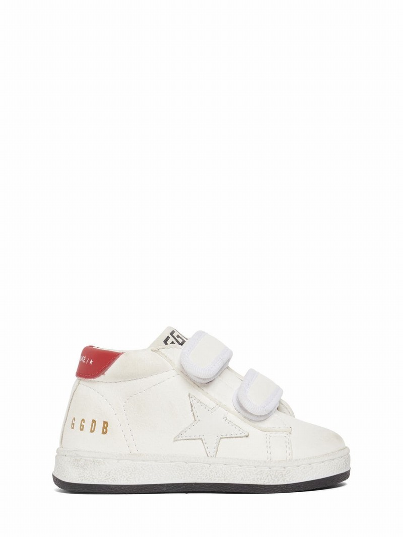 Kids' June Leather Strap Sneakers In White