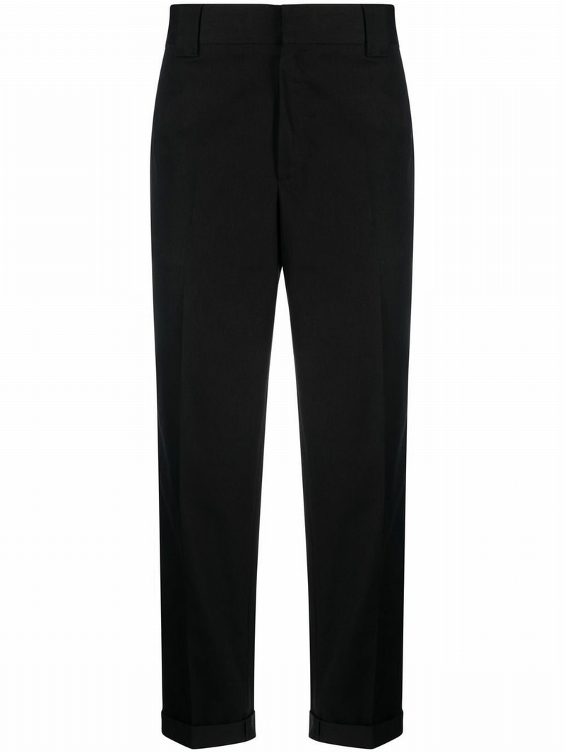 Logo-patch Straight-leg Trousers In Black