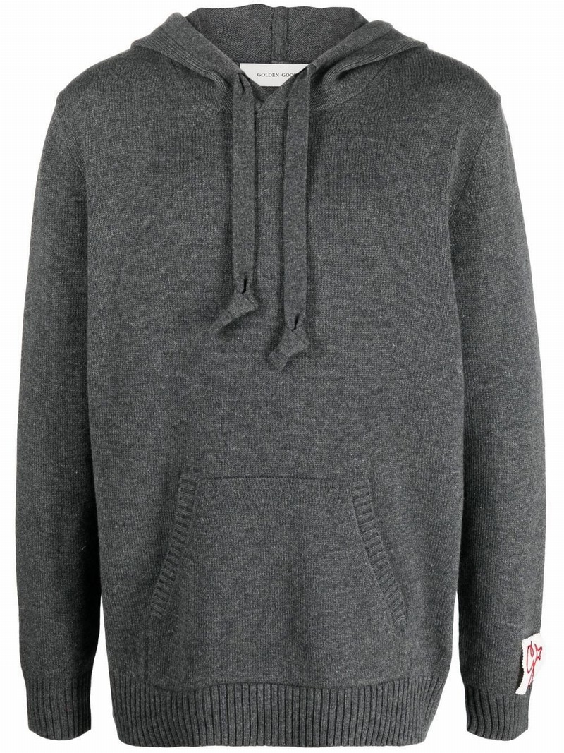 Logo-patch Drawstring Hoodie In Grey