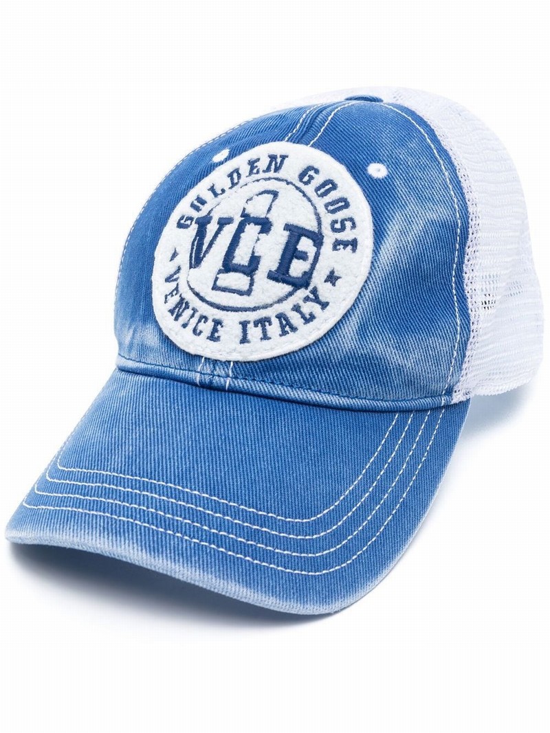 Logo-print Denim Cap In Blue