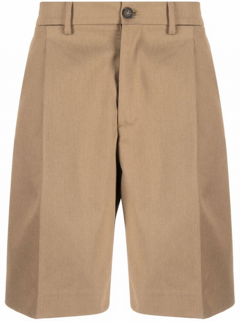 Wide-leg Bermuda Shorts In Brown