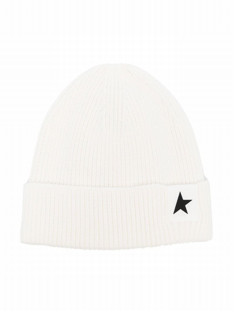 Kids' Logo-tag Rib-knit Beanie In White