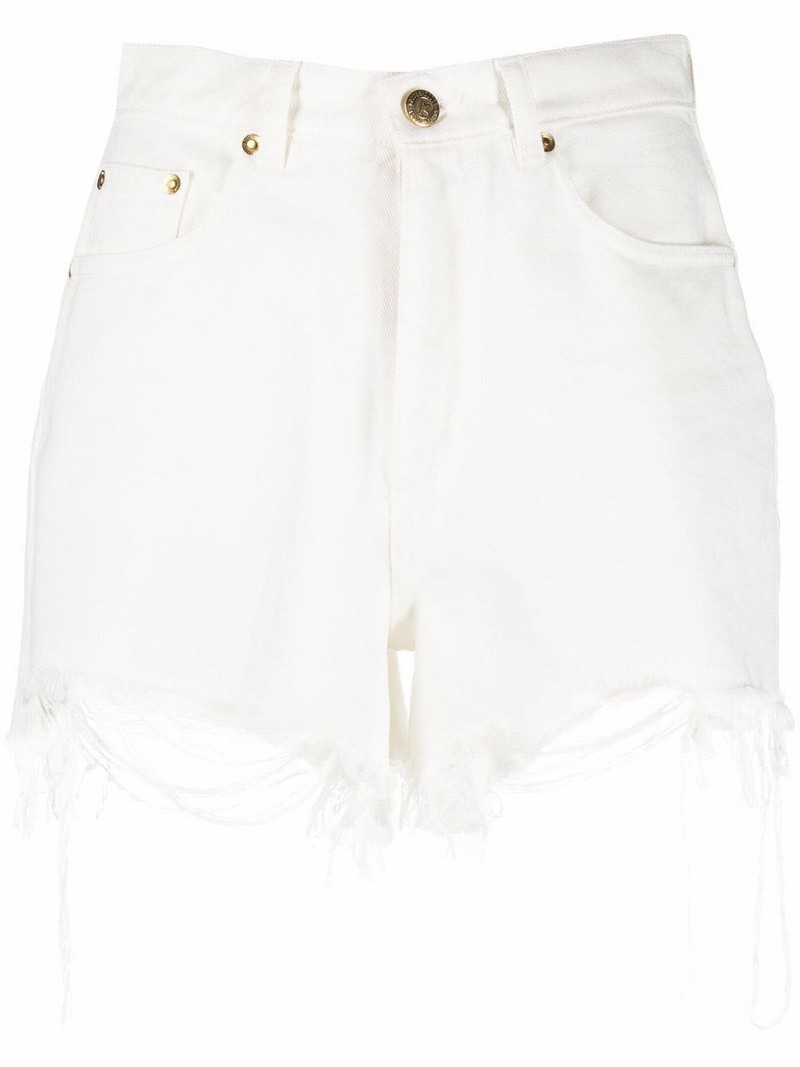 High-rise Shorts In Off White