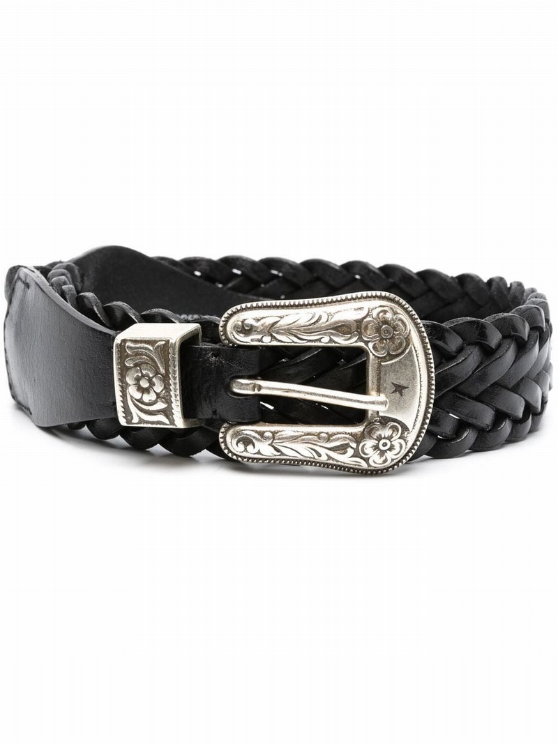 Braided Buckle Belt In Black