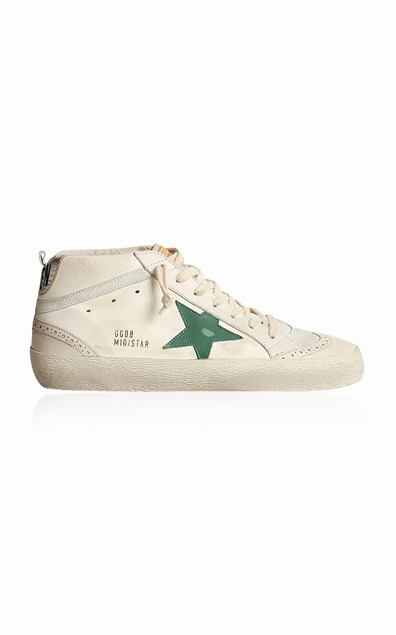 Women's Mid Star Leather Sneakers In White