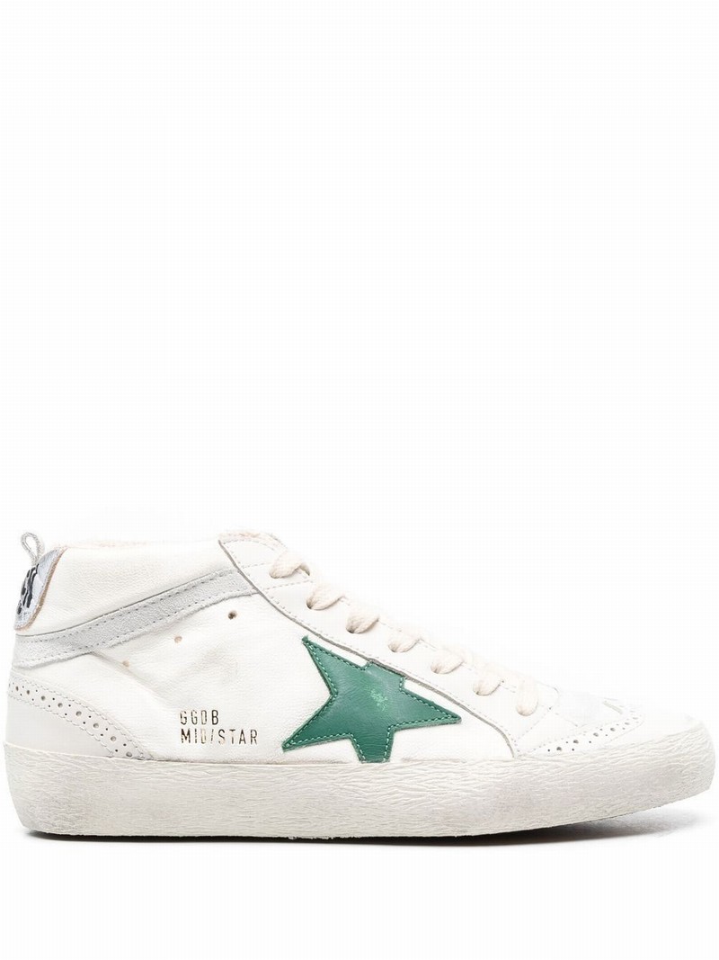 Mid Star Sneakers In White Leather