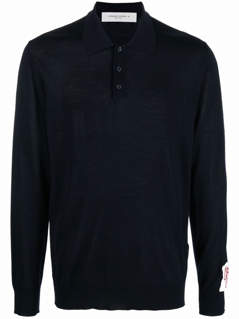 Virgin Wool Polo Shirt In Blue