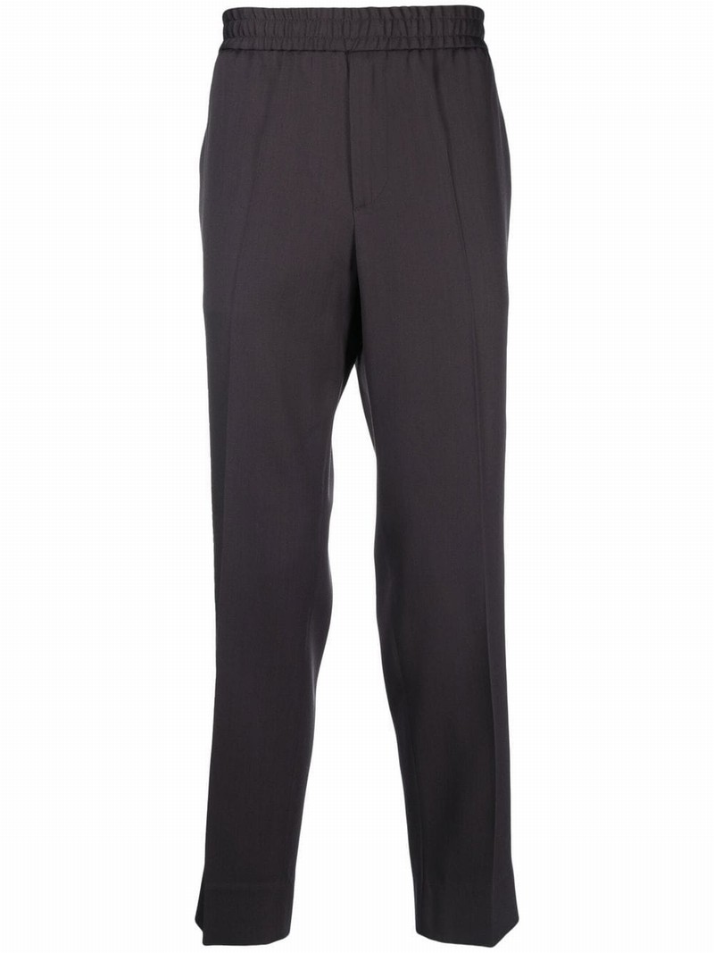 Elasticated-waistband Detail Trousers In Grey