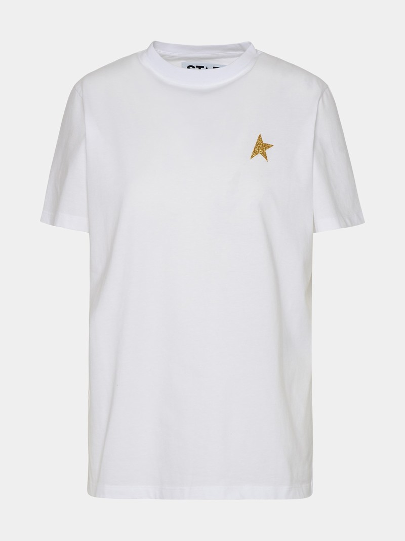 T-shirt Star Mini Logo Oro In White