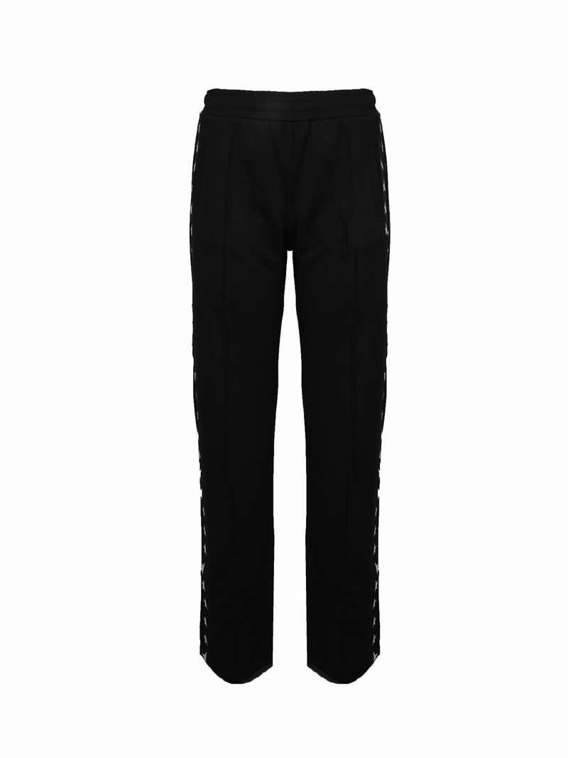 Jogging Trousers With Stars On The Sides In Dark Blue/ White