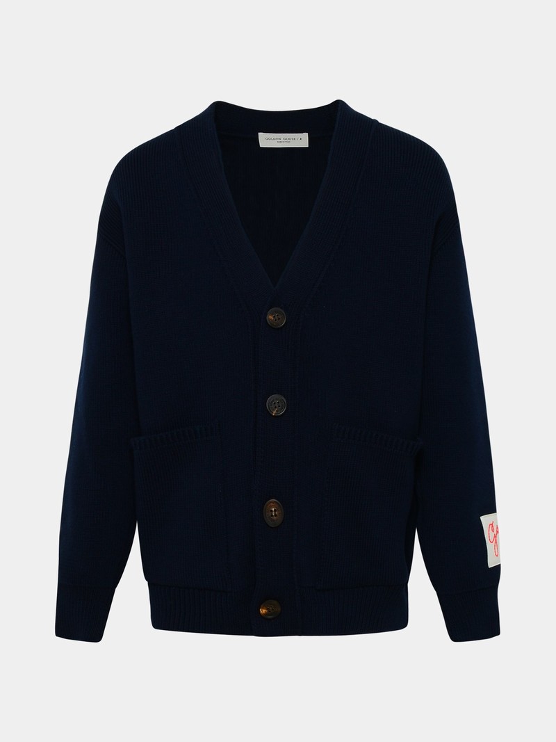 Logo-patch V-veck Cardigan In Navy