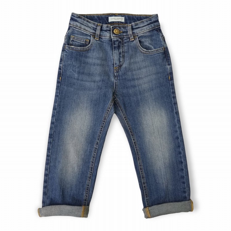 Kids Logo Patch Straight Leg Jeans In Blue