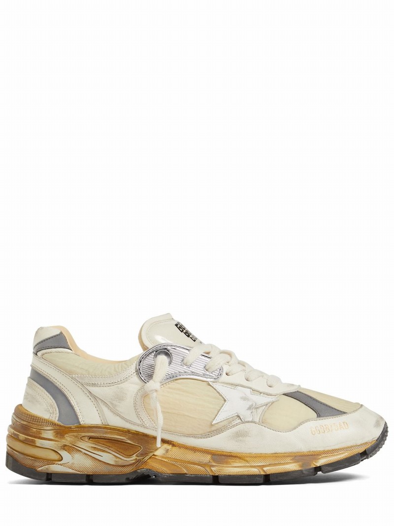 30mm Running Nappa & Nylon Sneakers In White,beige