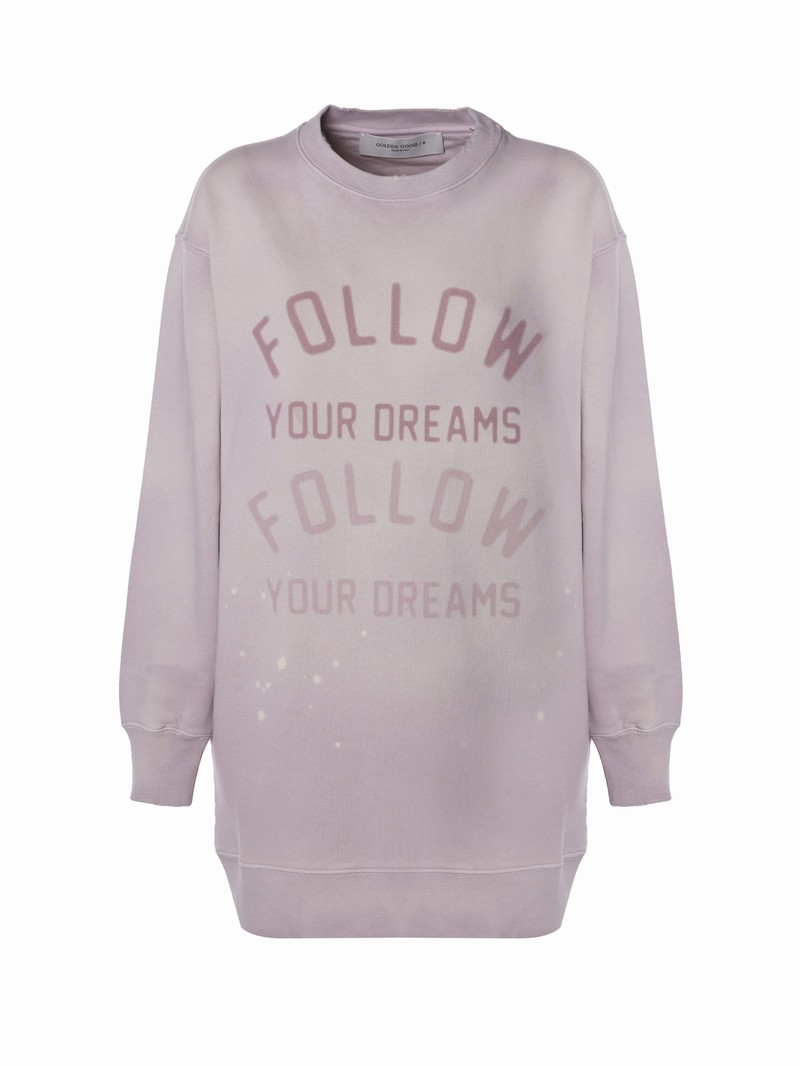 Long Sweatshirt With Print In Pink