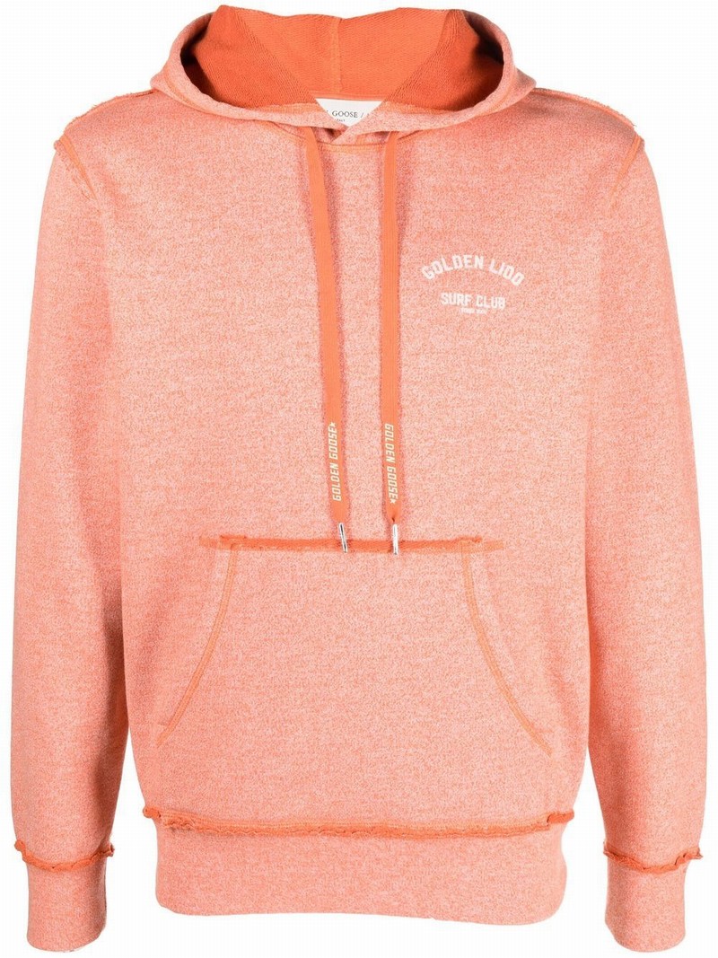 Logo-print Drawstring Hoodie In Orange