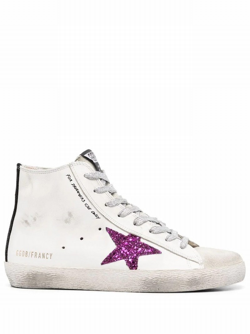 Star Patch Leather High-top Sneakers In White