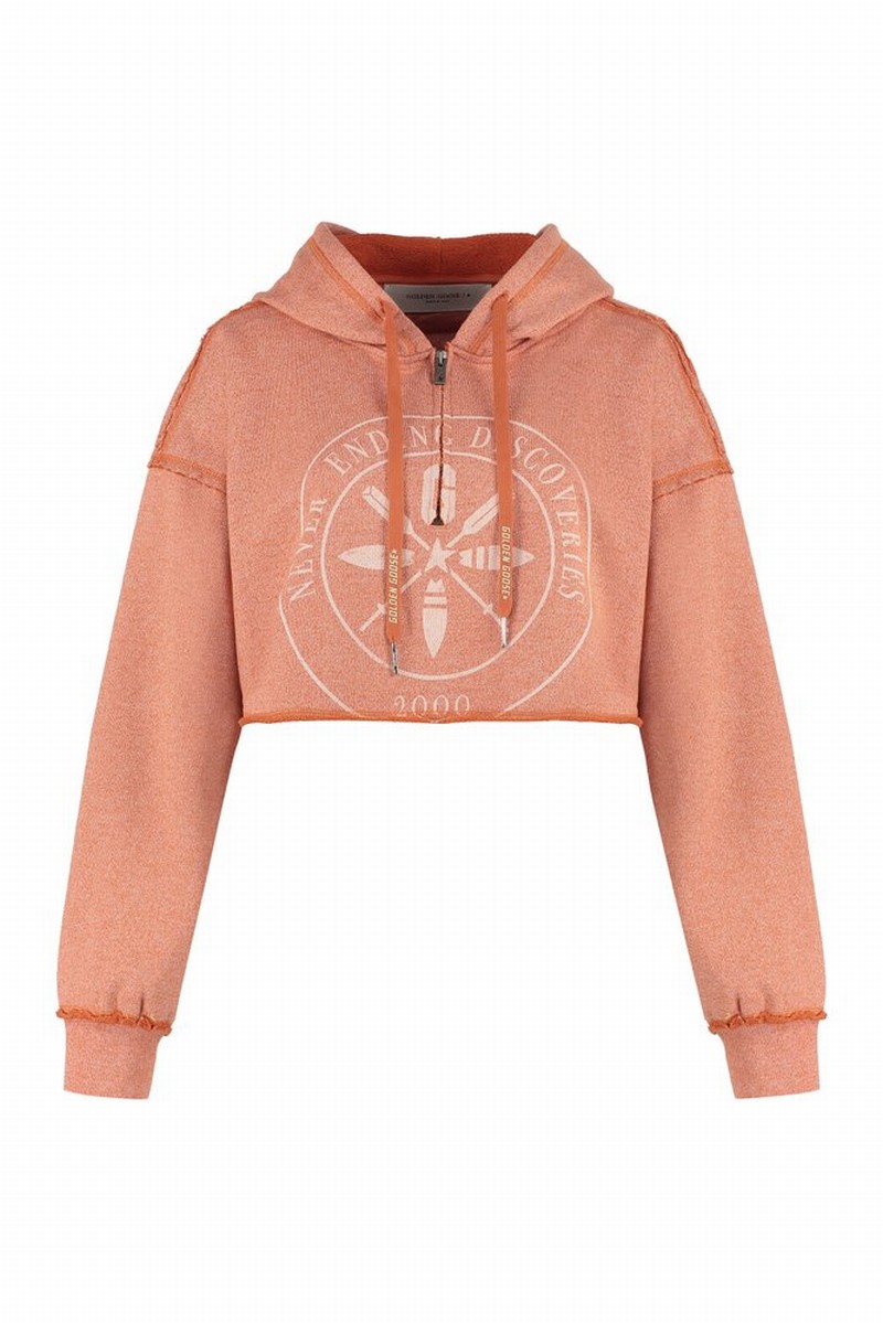 Deluxe Brand Cropped Drawstring Hoodie In Orange